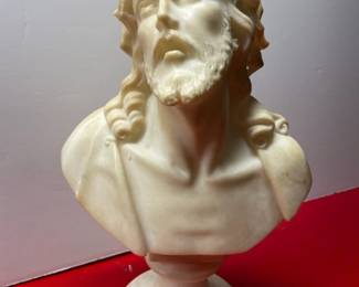 19th Century Alabaster Jesus Bust by G. Cellini. Rare find.