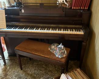 Lots of vintage sheet music and a music stand, and Royal Doult ceramic Royal Scribner radio music library