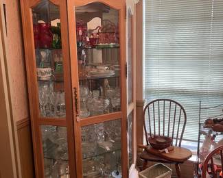 Lighted hutch with many collectibles