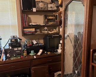 Ham equipment, cars and books on cars gun case