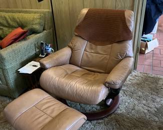 Swivel recliner with foot stool