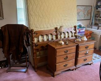 Full size bed. Headboard. Footboard and mattresses 2 night stands