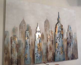 Cityscape with metal buildings