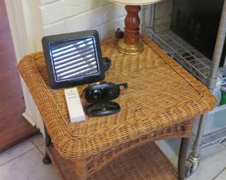 Wicker table, weather station