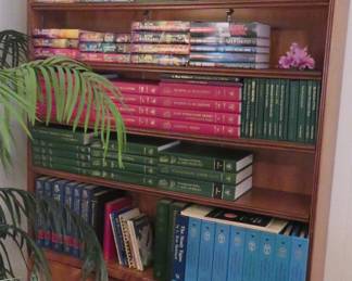 Bookcase, books, tapes, CDs, DVDs