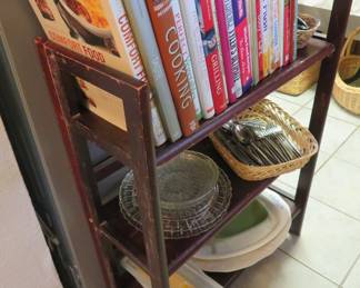 Cookbooks, stainless flatware