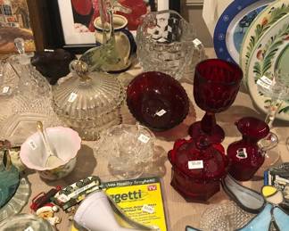 GLASS WARE AND PLATES - RUBY GLASS