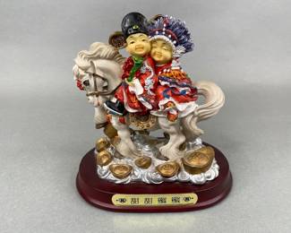 Bride/Groom Statue On White Horse
