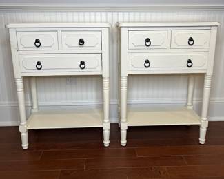 Pair Of Country Style White Painted Bedside Tables
