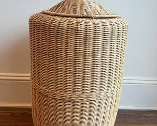 Vintage Woven Wicker Laundry Basket Or Hamper
