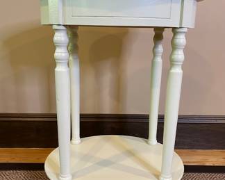 Oval White Painted Side Table
