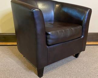 Leather Barrel Chair
