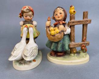 Goebel Hummel Goose Girl With Goebel Hummel Chicken Licken
