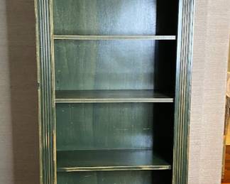 Regency Style Tall Green Painted Bookcase
