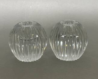 Pairs Of Cartier Round Crystal Candlesticks
