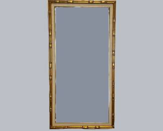 Wall Mirror With Antique Gold Border And Linen Trim
