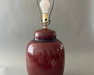 Chinese Style Oxblood Ginger Jar Shaped Table Lamp
