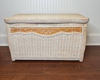 Pier 1 Imports Contemporary White Painted Wicker And Rattan Storage Chest
