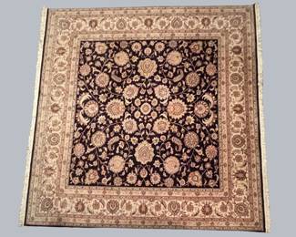 Tabriz Style Wool Rug In Black And Beige
