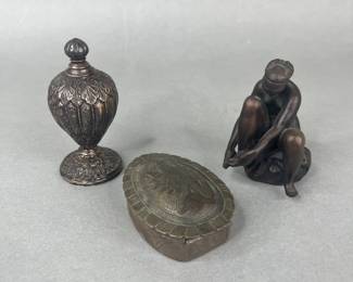 MMA Miniature Perfume Bottle With Sculpture And Trinket Box
