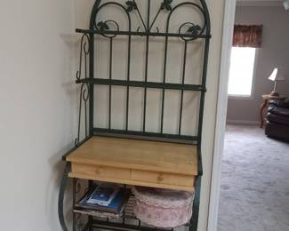 Metal & wood bakers rack with drawers