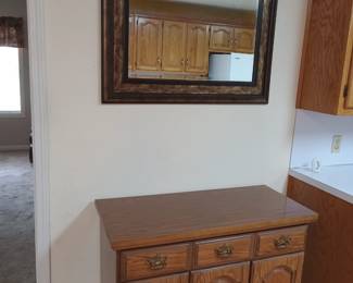 Broyhill buffet, framed mirror