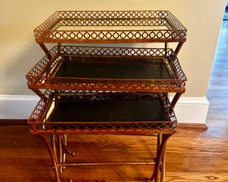 Gilded nesting tables with mirrored tops