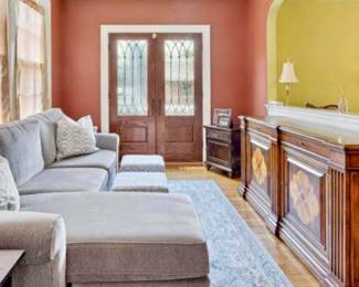 Three piece sectional sofa.  Ethan Allen Marquetry Video Cabinet