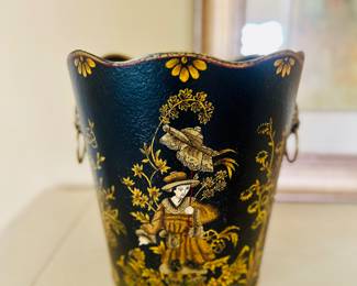 Tole Chinoiserie Wastebasket