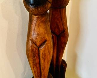 Pair of Vintage MCM Cat Figurines.  Approx 19" tall each