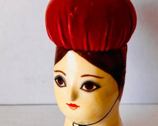 SOLD in Pre-Sale. Signed Gemma Taccogna Paper Mache Pin cushion