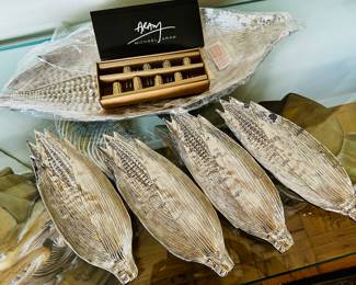 Michael Aram Summer Corn Serving Set.  Serving platter, 4 corn cob underplots, 8 corn holders