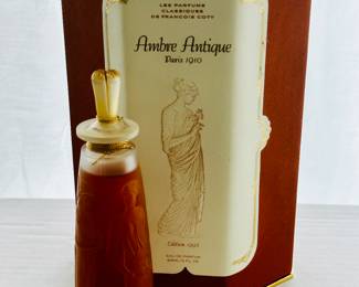 Available in Pre-Sale.  Vintage Ambre Antique Perfume in bottle by Rene Lalique for Coty
