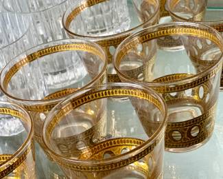 Mid Century Culver "Antigua" 22kt gold encrusted glasses