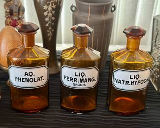 Amber apothecary bottles