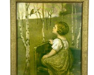 #350 • Antique Framed Lithograph Print Of 'Spring Song' By Simon Glucklich
WWW.LUX.BID