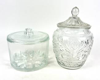 #218 • 1930's Sanitary Cheese Preserver And Anchor Hawking Crystal Sandwich Cookie Jar
WWW.LUX.BID