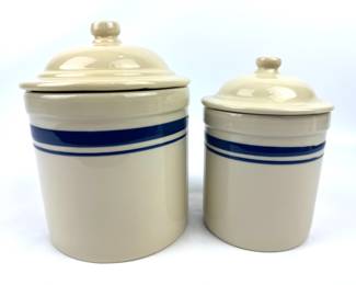 #19 • Friendship Pottery Roseville Blue Stripe Canister Collection - 2 Pieces
WWW.LUX.BID