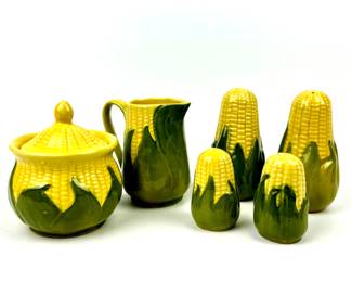 #9 • Vintage Shawnee Corn King Sugar Bowl, Creamer & Salt & Pepper Shakers
WWW.LUX.BID