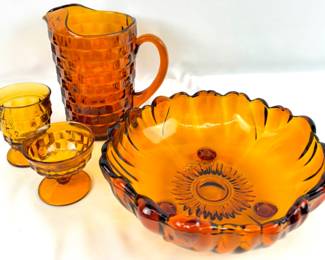 #199 • Indiana Glass Colony Whitehall Pitcher, 2 Glasses, and Sunflower Bowl
WWW.LUX.BID
