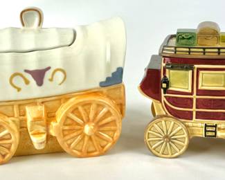 #140 • Ceramic Covered Wagon and Stagecoach Cookie Jars
WWW.LUX.BID