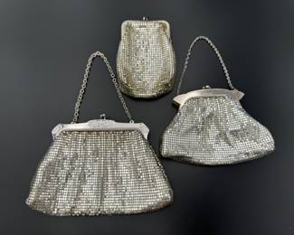#230 • Whiting & David Silver Metal Mesh Purses with Pinch Snap Closures - 3 Pieces
WWW.LUX.BID