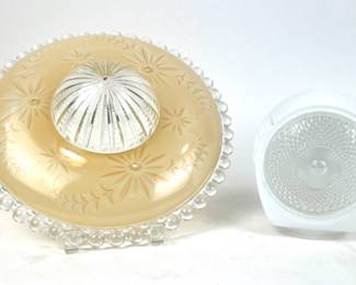 #220 • Vintage Starburst Peach Glass Lightshade And Vintage Art Deco Glass Light Shade
WWW.LUX.BID