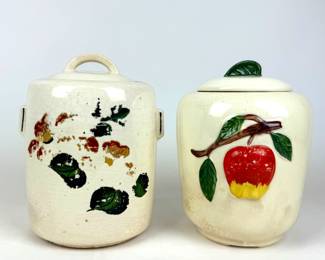 #146 • Two McCoy Cream Cookie Jars - Apple & Flowers
WWW.LUX.BID