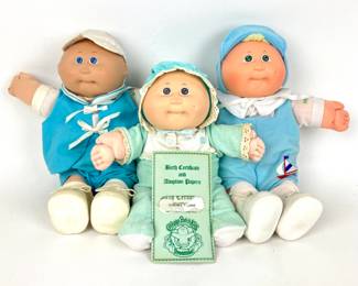 #105 • 1980's Vintage Cabbage Patch Dolls- Two Babies And One Preemie WWW.LUX.BID