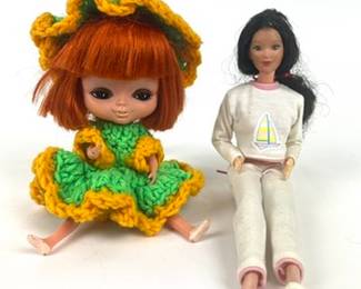 #351 • 1960's Kamar Mona Doll And Vintage Barbie In Sailboat Sweat Suit
WWW.LUX.BID