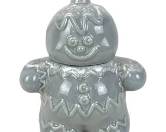#274 • Rare Gray Hull Pottery Gingerbread Man Drip Glaze Cookie Jar
WWW.LUX.BID