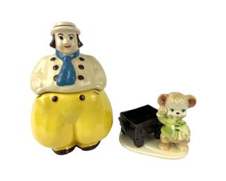 #295 • Shawnee Dutch Boy Cookie Jar & Bear Cub with Wagon Planter #731
WWW.LUX.BID