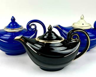 #25 • Three Hall Aladdin Teapots - Cobalt Blue & Black
WWW.LUX.BID