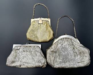 #229 • Whiting & Davis Silver & Gold Metal Mesh Purses with Pinch Snap Closures - 3 Pieces
WWW.LUX.BID